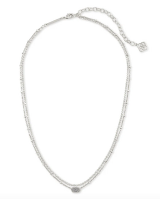 Emilie Multi Strand Necklace - Rhodium Platinum Drusy