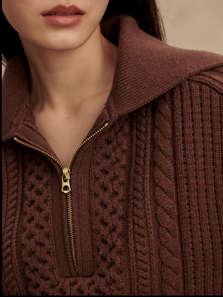 Camello Cable Half Zip 2.0 - Carob