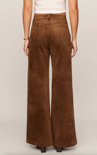 Cecile Mid Rise Wide Leg - Saddle Suede