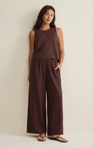 Sloane Linen Top - Chocolate Cherry