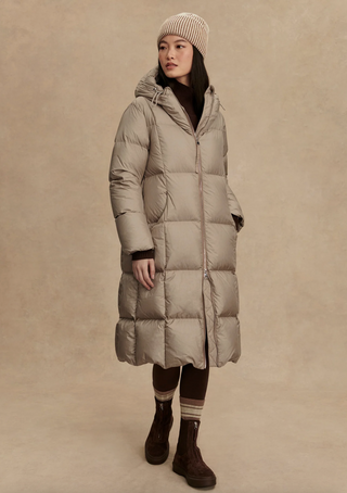 Katya Long Down Puffer - Portabella Metallic