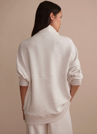 Molly Half Zip Longline Sweater - Ivory Marl