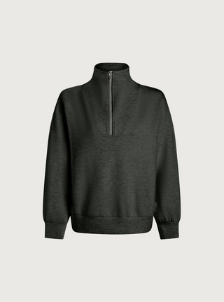 Hawley Half Zip Sweat - Olive Marl