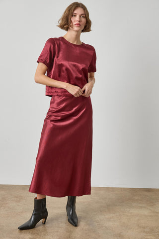 Slub Woven Bias Skirt  - Cabernet