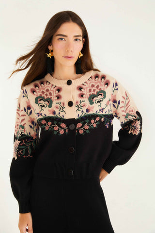 Belle Garden Mixed Knit Cardigan - Marvelous Garden Cream