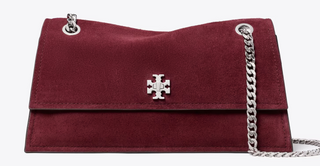 Kira Turnlock Suede Shoulder Bag - Merlot
