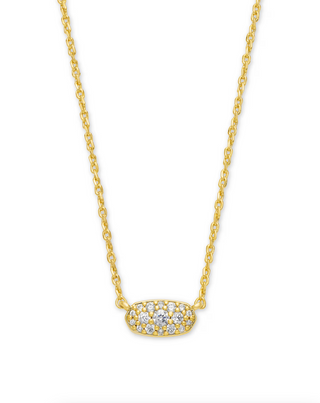 Grayson Crystal Pendant - Gold Metal White CZ