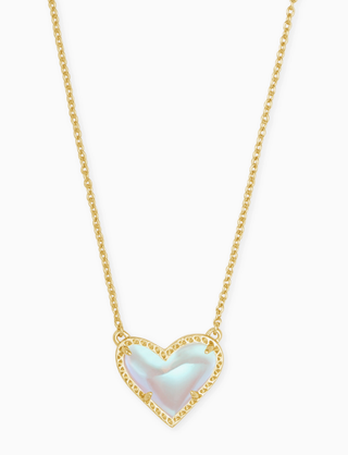 Ari Heart Short Pendant - Gold Dichroic Glass