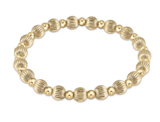 Dignity Grateful Pattern 6mm Bead Bracelet - Gold