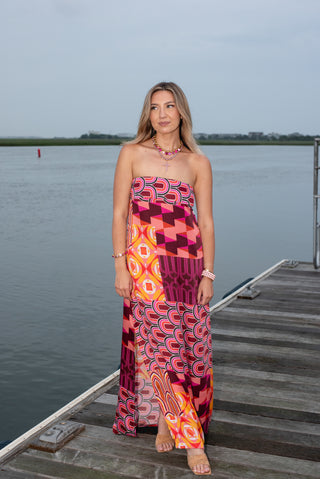 Emory Strapless Dress - Geo Pop