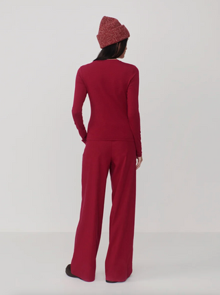 Edna Long Sleeve Fitted Tee - Rumba Rose