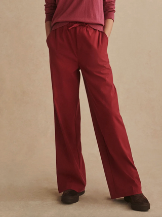 Textured Stretch Wide Leg Pant - Rumba Rose