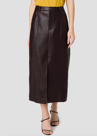 Madeline Faux Leather Midi Skirt - Coc Brown