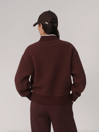 Brenna Button Neck Fleece - Deep Mahogany