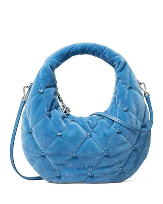 Bunny Knot Velvet Top Zip Crescent - Electric Blue
