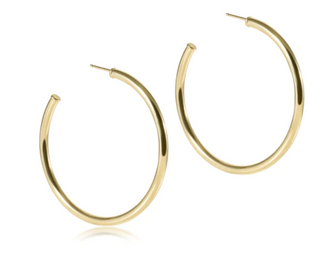 Round Gold 2" Post Hoop - 3MM - Smooth