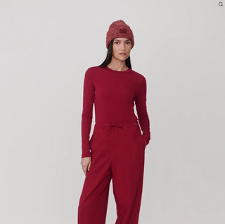 Edna Long Sleeve Fitted Tee - Rumba Rose