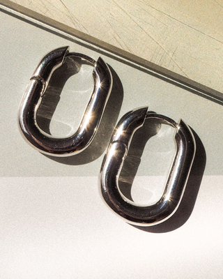 XL Chain Link Hoops - Silver