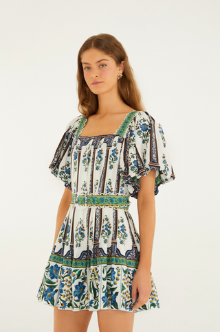 Manoela Off-White Short Sleeves Belt Mini Dress - Manoela Off-White