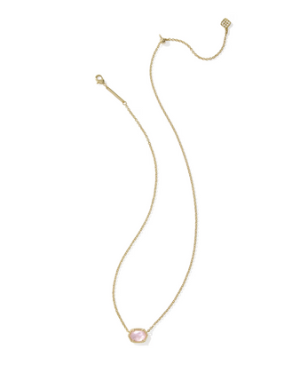 Daphne Frame Short Pendant Necklace - Gold Light Pink Mother of Pearl
