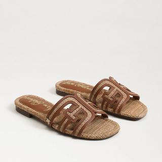Bay Multicolor Slide Sandal - Twany Tan Faux Raffia