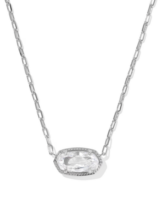 Elisa Luxe Silver Short Pendant Necklace - Silver White Cz