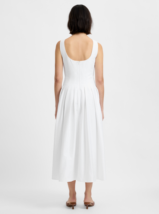 Cotton Sateen Midi Dress - Summer White