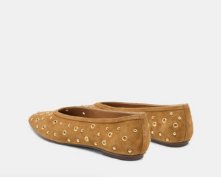 Caret Stud Flat - Light Brown Suede