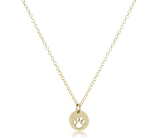 16" Necklace Gold - Paw Print Small Gold Disc