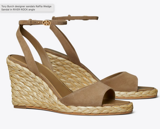 Raffia Sandal Wedge 80mm - River Rock