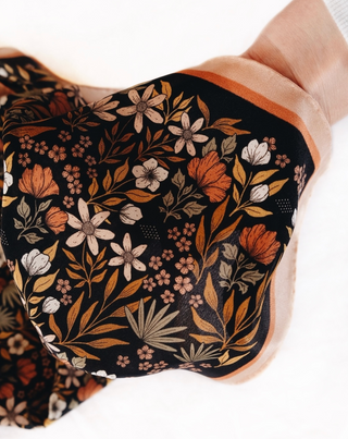 100% Silk Bandana Scarf -Midnight Garden Floral Western Wear