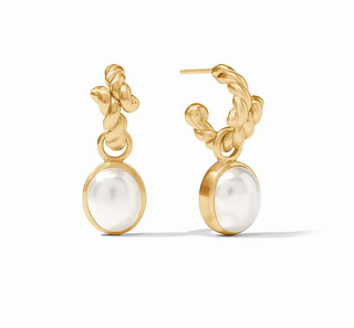 Nassau Hoop and Charm Earring - Pearl