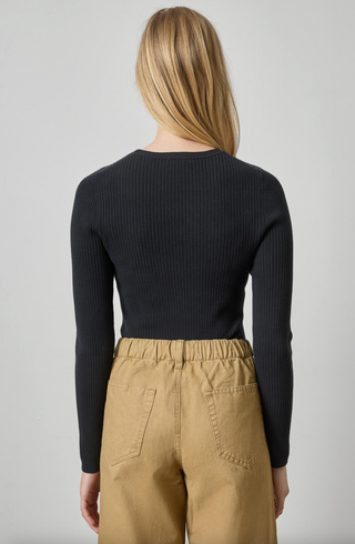 Angled Rib Crewneck Sweater - Black