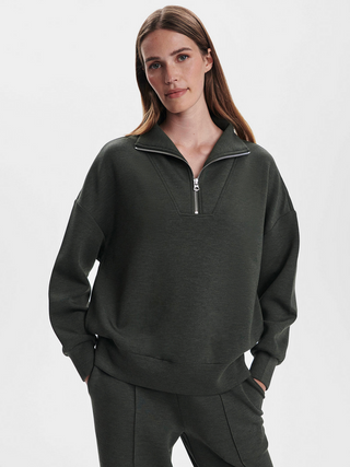 Hawley Half Zip Sweat - Olive Marl