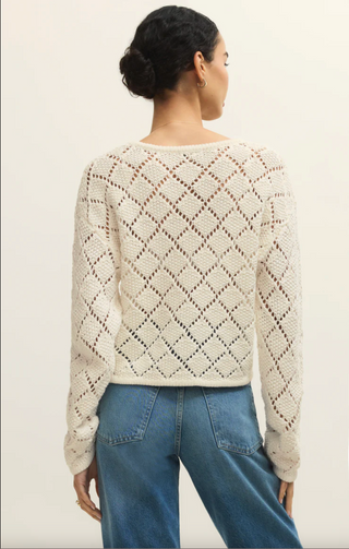Hullen Crochet Sweater - Cloud