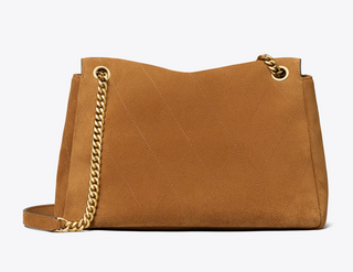 Charlie Quilted Suede Shoulder Bag - Caramel