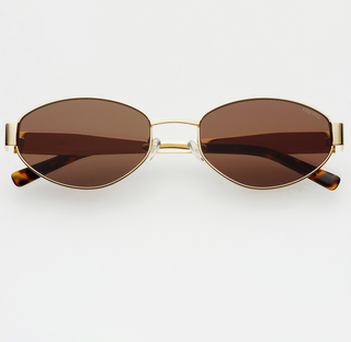 Soho Womens Oval Sunglasses - Gold / Brown