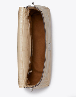 Charlie Embossed Croc Small Shoulder Bag - Light Hickory