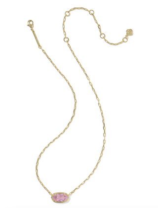Elisa Luxe Short Pendant Necklace - Gold Light Pink CZ