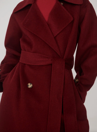 Helston Long Belted Coat - Cabernet
