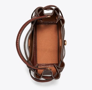 Romy Embossed Snake Bucket Bag - Sweet Maple
