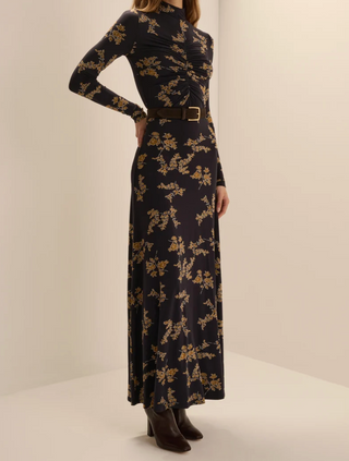 The Lucia Dress - Navy Vine Floral