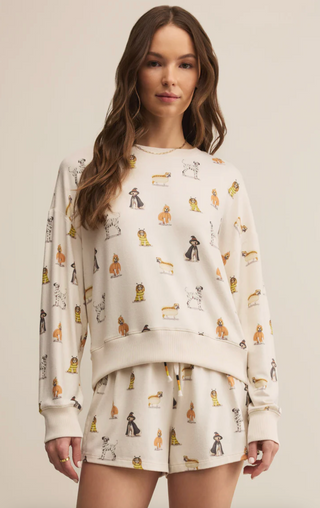 Elle Pup Long Sleeve Top - Vanilla Ice