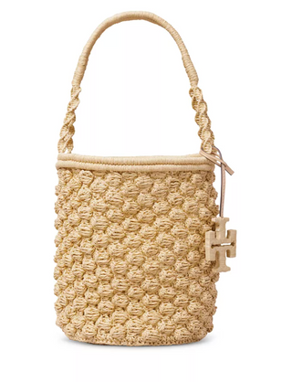 Ella Hand-Crocheted Popcorn Stitch Bucket Bag - Natural