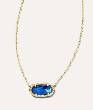Elisa Short Pendant Necklace - Gold Navy Abalone