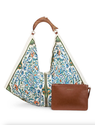 Satin Scarf Medium Bag - Flora Tile
