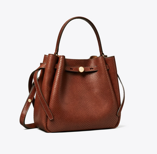 Romy Embossed Snake Bucket Bag - Sweet Maple