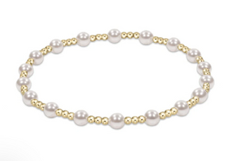 Classic Sincerity Pattern 4mm Bead Bracelet - Pearl