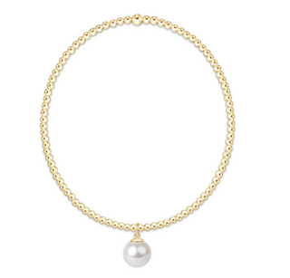 Classic Gold 2mm Bracelet - Classic Pearl 8mm Charm