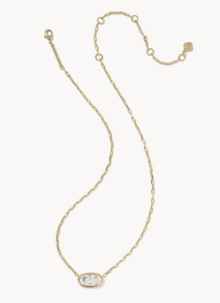 Elisa Short Pendant Necklace - Gold White CZ
